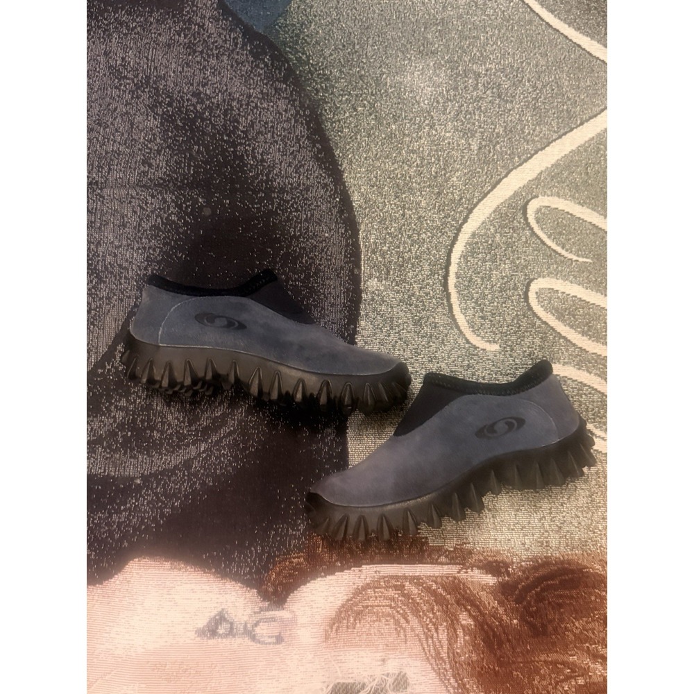 Vtg SALOMON Contagrip CX Snow Clog Blue Suede Slip On Shoes Thinsulate Sz 6.5